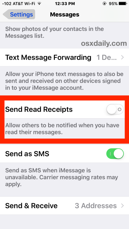 Desactivar confirmaciones de lectura en Mensajes para iOS