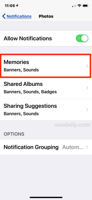 Cómo desactivar las notificaciones de fotos con nuevos recuerdos en iOS