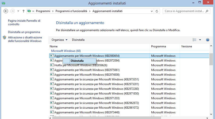 desinstalar las actualizaciones de Windows 10 con anomalías