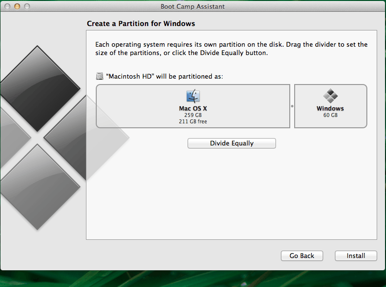 Partición del disco duro para Windows
