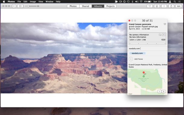 Eliminar la ubicación geográfica de Fotos en Mac