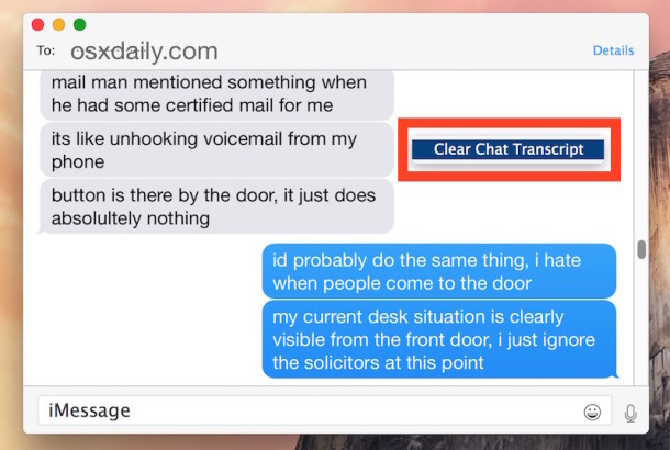 Eliminar la transcripción del chat en la aplicación Mensajes de Mac