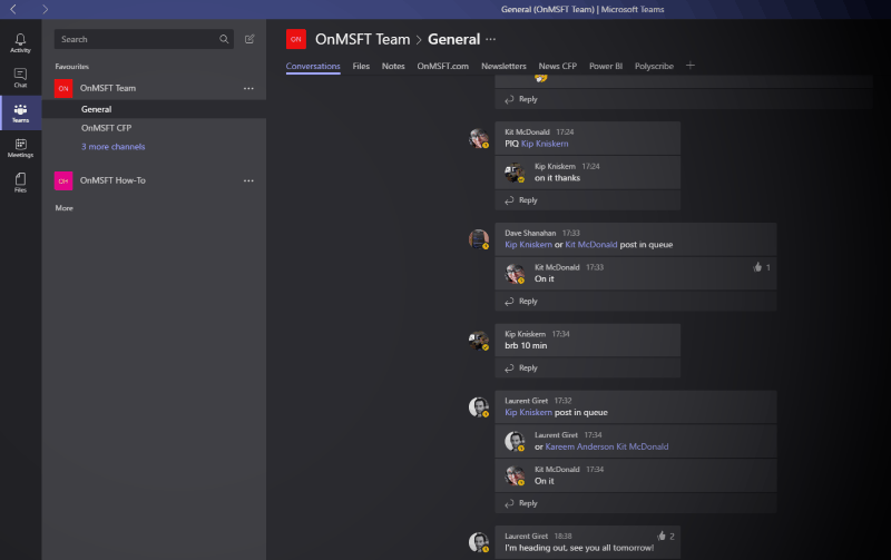 Captura de pantalla de Microsoft Teams