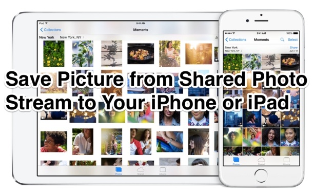 Guarde una imagen de un recurso compartido de Photo Stream en el almacenamiento local de su iPhone o iPad