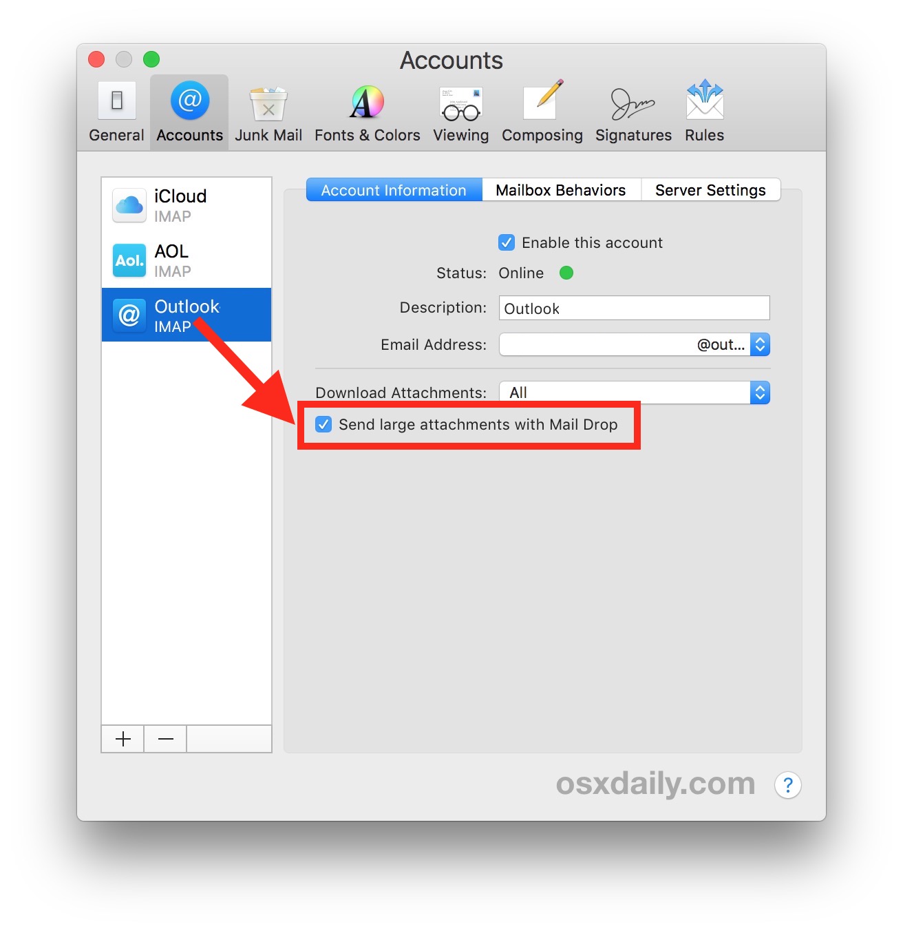 Cómo habilitar Mail Drop con cuentas de correo electrónico de Mac