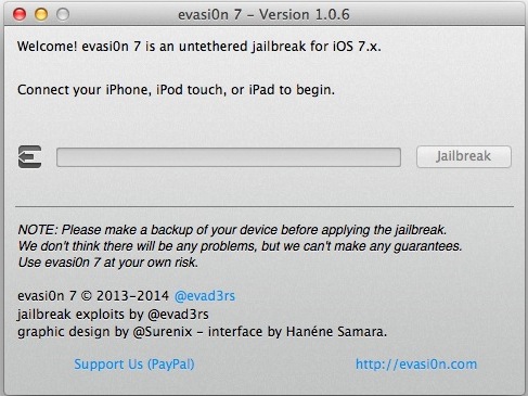 Evasi0n jailbreak para iOS 7.0.6