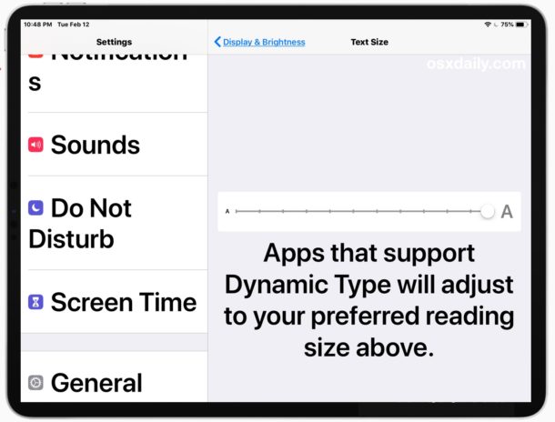 Cómo aumentar el tamaño del texto en iPad