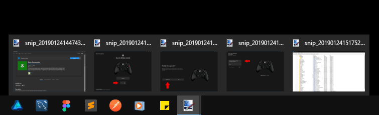 Captura de pantalla de las miniaturas de la barra de tareas