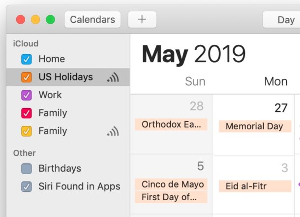 Cómo ocultar los días festivos del calendario en Mac