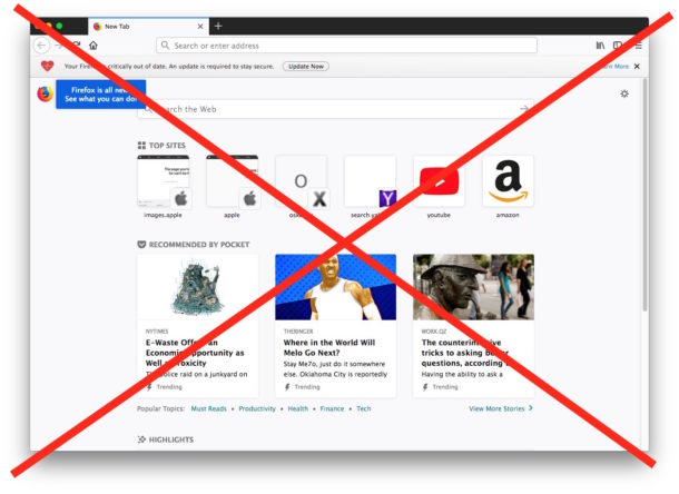 Cómo ocultar el desorden de la página de inicio de Firefox