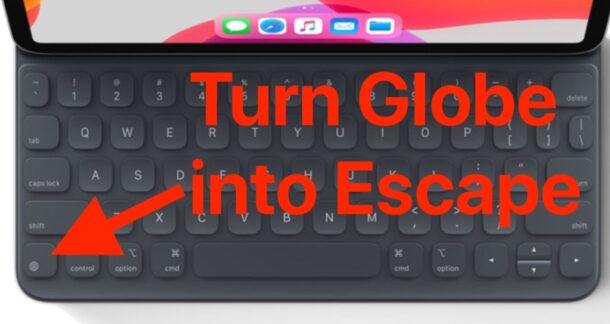 Gire la tecla Globo hacia ESC en el teclado del iPad