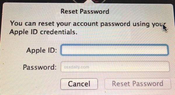 Restablecer una contraseña en Mac OS X con su ID de Apple