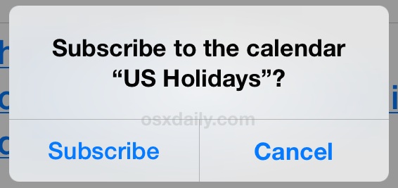 Suscríbete al calendario de vacaciones en iOS