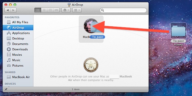 Utilice AirDrop en Mac OS X.