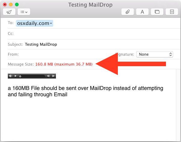 Envíe por correo electrónico archivos grandes con Mail Drop