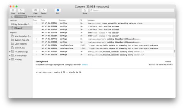 Cómo acceder a los registros de iPhone y iPad en una Mac