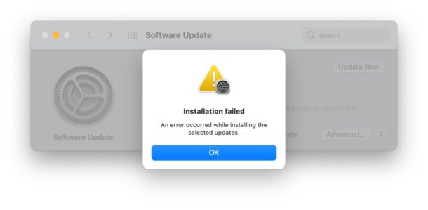 Error de instalación de MacOS en la actualización de software