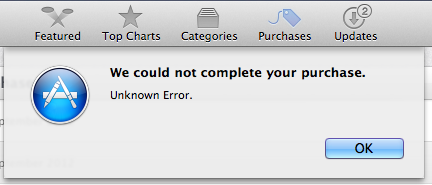 App Store no pudo completar su compra - Error desconocido