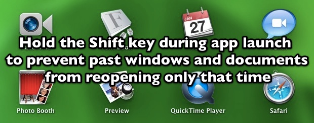 Deje de reanudar mientras inicia la aplicación con la tecla Shift