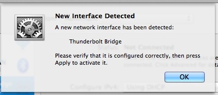 Nueva interfaz detectada: Thunderbolt Bridge