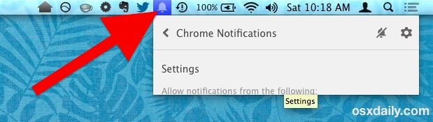 Icono de barra de menú de campana de Chrome en Mac OS X.