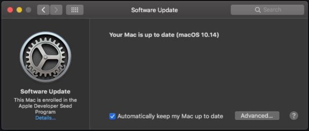 Actualice el software MacOS Mojave en Preferencias del sistema