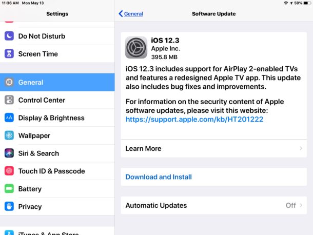 Actualización de iOS 12.3 para iPhone y iPad