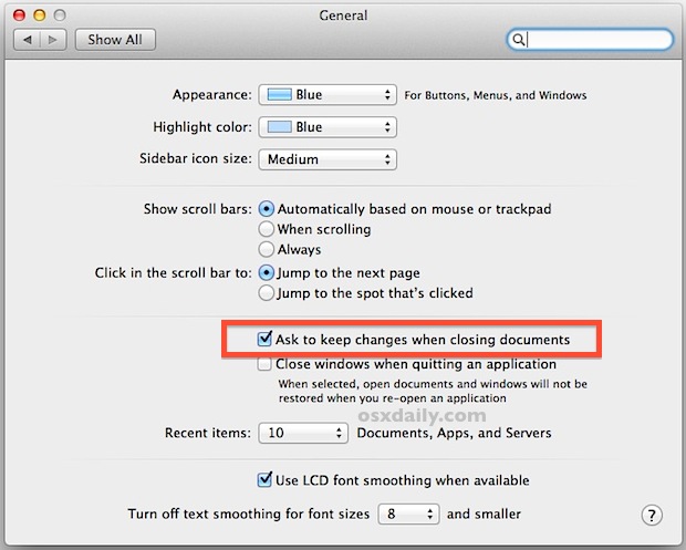 Desactive el guardado automático en Mac OS X.