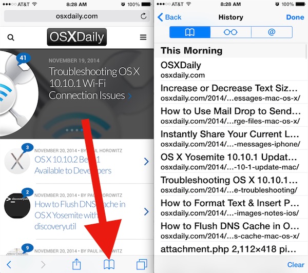 Accede a tu historial de navegación de Safari para iOS