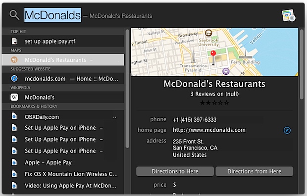 Resalte los registros comerciales locales en Mac OS X.