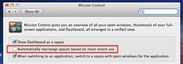 Evite que los espacios los reorganicen en OS X.