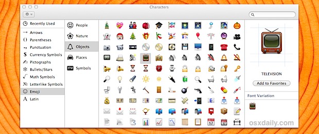 Acceso rápido a Emoji en Mac OS X.