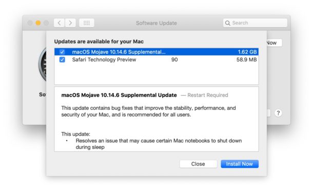 Descarga adicional de la actualización de MacOS Mojave del 26 de agosto