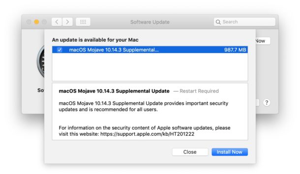 Actualización adicional de MacOS Mojave 10.14.3 disponible para descargar