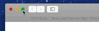 El botón verde maximiza o pantalla completa en OS X