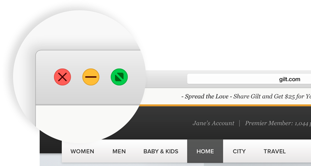 El botón verde de maximizar en OS X 