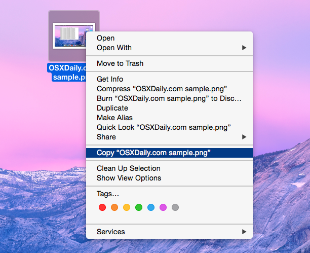 Copie un archivo en Mac Finder para reubicarlo