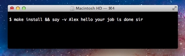 Anunciar la finalización de un pedido en Mac OS X Terminal