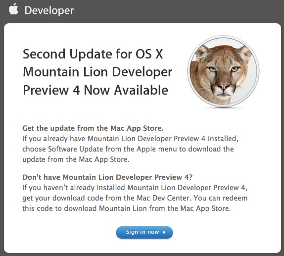 OS X Mountain Lion DP4 Actualización 2