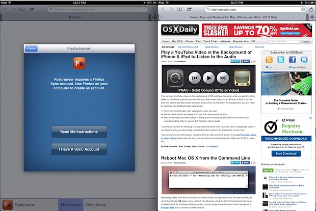 Firefox para iPad, también conocido como Foxbrowser