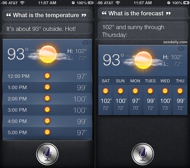 Obtenga el pronóstico del tiempo y el pronóstico de Siri