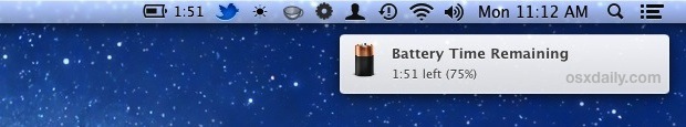 Notificación de duración de la batería en OS X