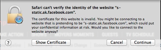 Safari no puede verificar la identidad del error del sitio