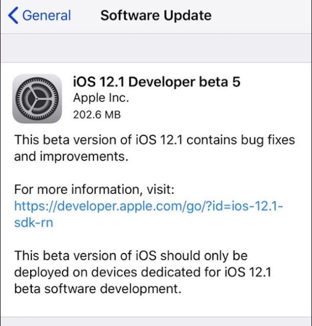Descarga de iOS 12.1 beta 5 disponible