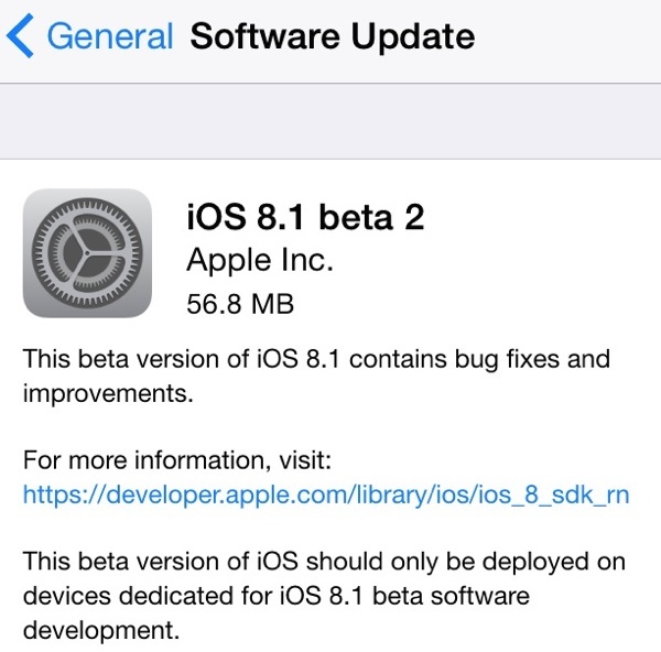 Descargar iOS 8.1 beta 2 OTA