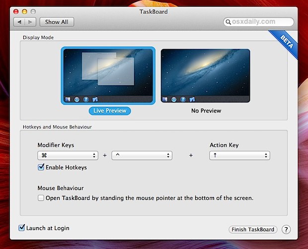 tablero de tareas para OS X