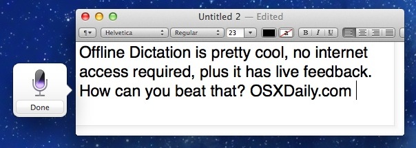 Usar el dictado sin conexión en OS X 