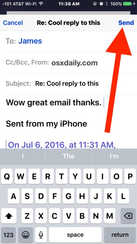 Envíe una respuesta por correo electrónico en la aplicación Correo de iOS para iPhone