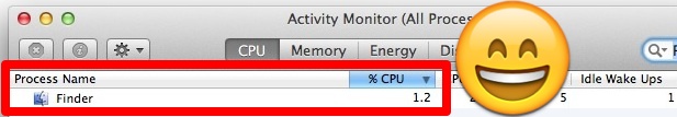 Finder es normal con un uso reducido de la CPU en OS X