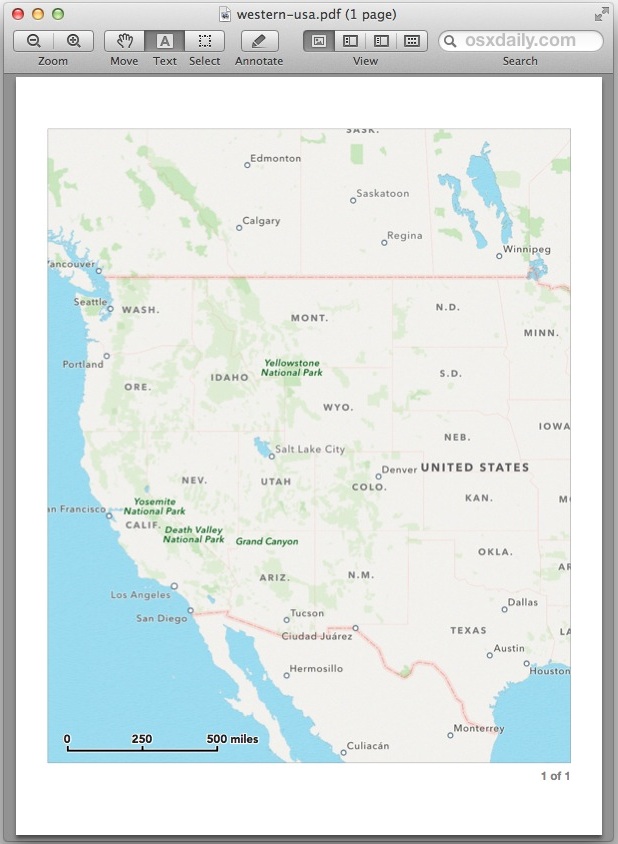 Mapa regional guardado de OS X Maps